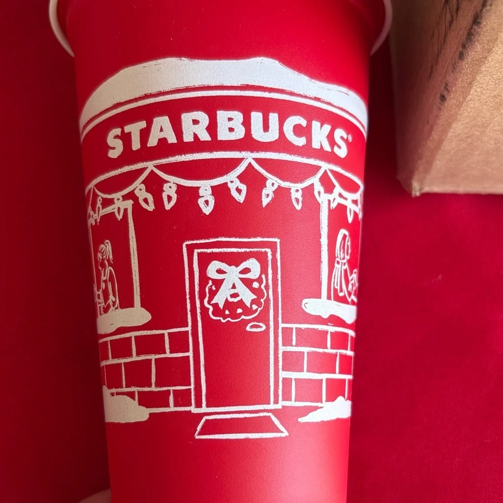 2025 Starbucks Red and White Holiday Reusable Cup with Lid